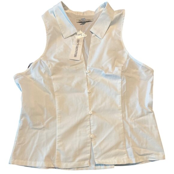 Urban Outfitters Party Girl Cotton-Blend Button Down Sleeveless Shirt NWT L - Picture 5 of 11